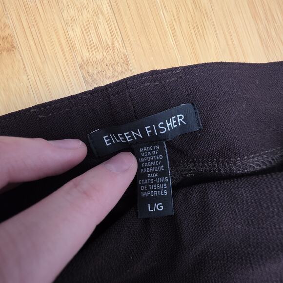 EILEEN FISHER Pants Size L Brown Washable Stretch Crepe Ankle Lagonlook Crop - Picture 4 of 5